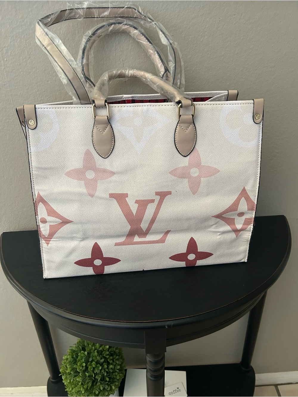 White and Pink Monogram  Tote